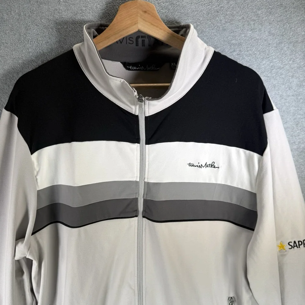 Travis Mathew Sapporo Golf Track Jacket Lightweight Mens XL Black Gray Full Zip